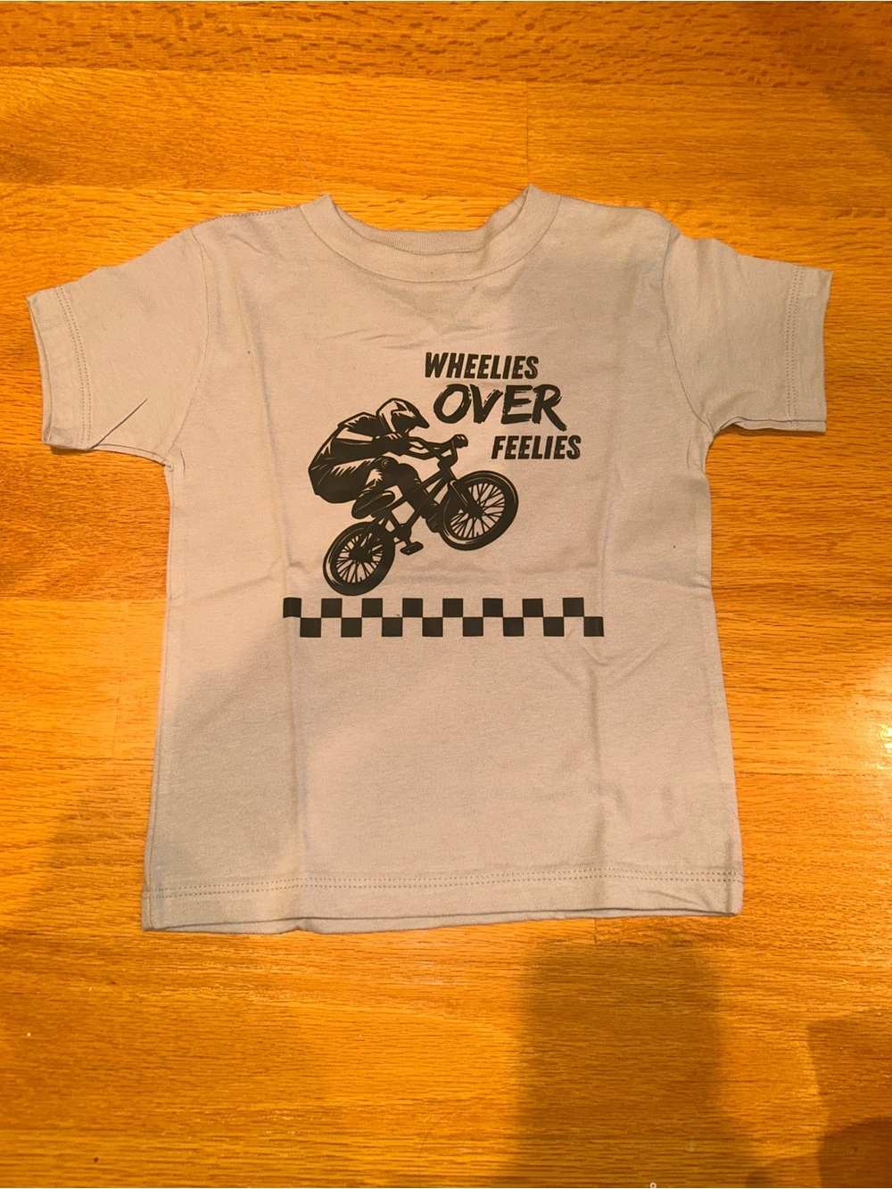Light Blue Kids' Short-Sleeve Graphic Tee - Wheelies Over Feelies